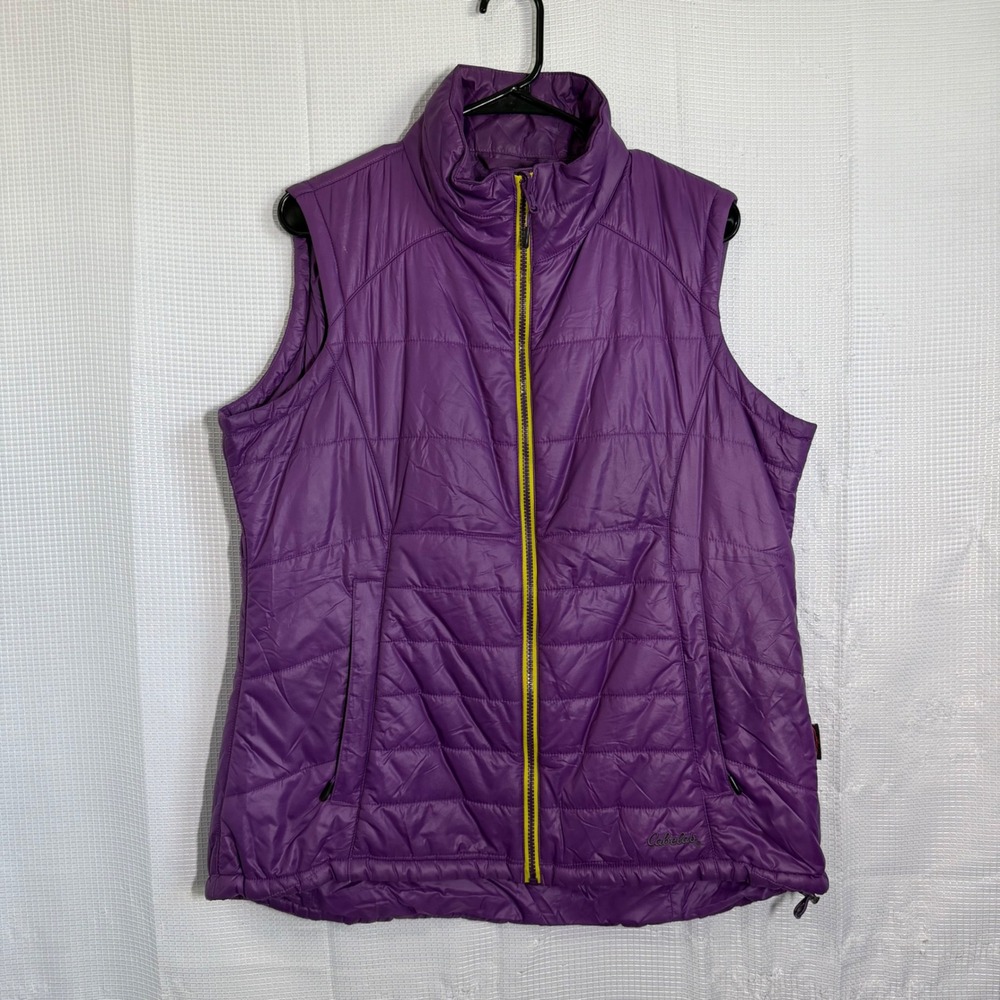 Cabela's Puffer Vest Purple Nylon Quilted Insulated Full Zip Outdoor XL Regular